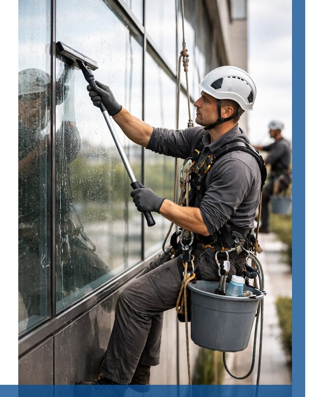 Мойка стеклянных фасадов в Мысках от 203 р. | ВЫСОТНИК-Мси