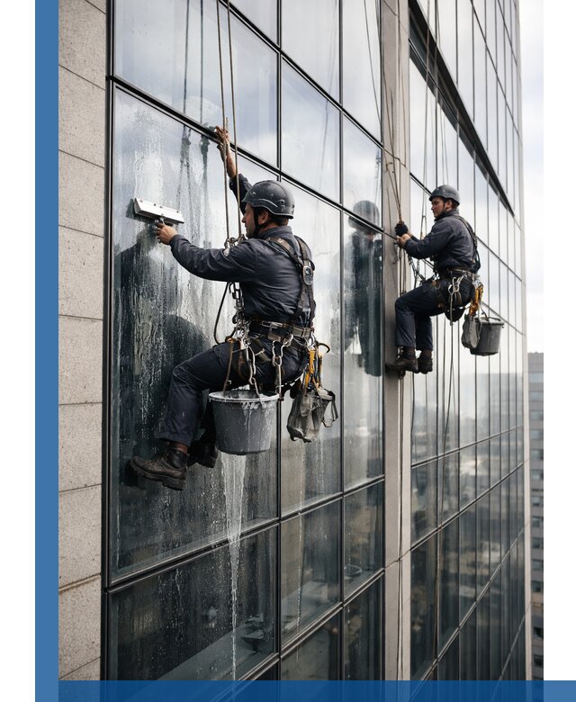 Профессиональная мойка стеклянных фасадов зданий в Мысках