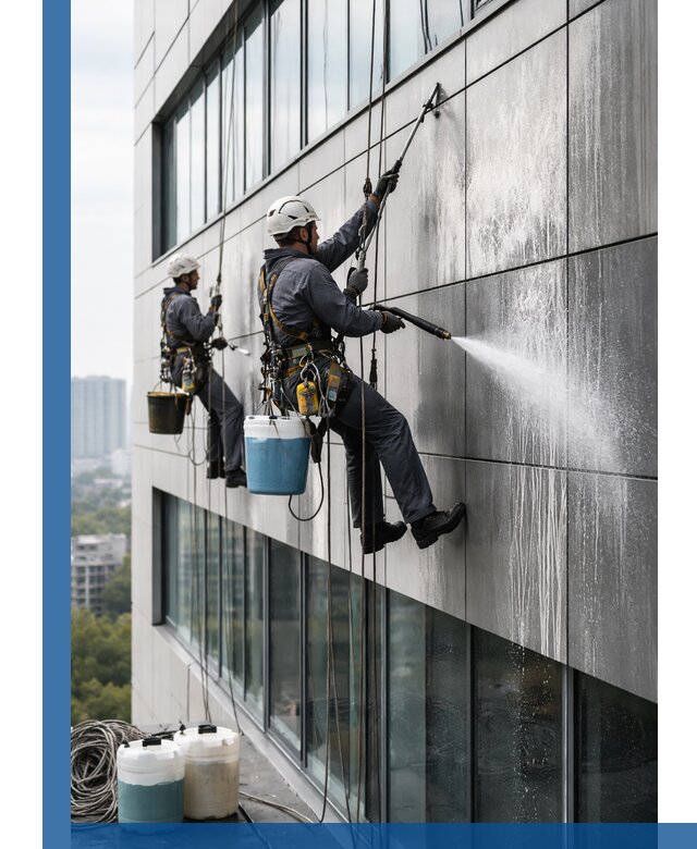 Профессиональная мойка вентилируемых фасадов в Мысках