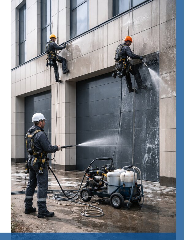 Послестроительная мойка фасада в Мысках от 304 р. | ВЫСОТНИК-Мси