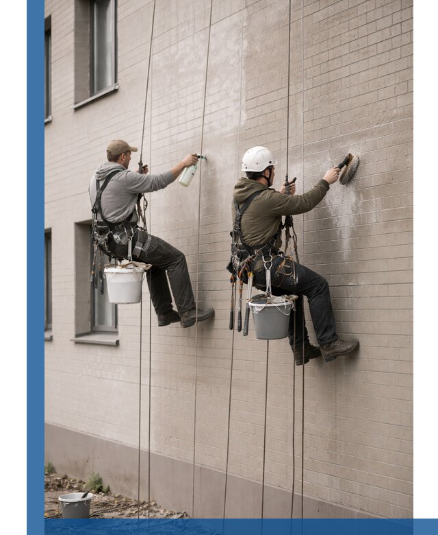 Удаление высолов с фасада зданий в Мысках без повреждений и следов