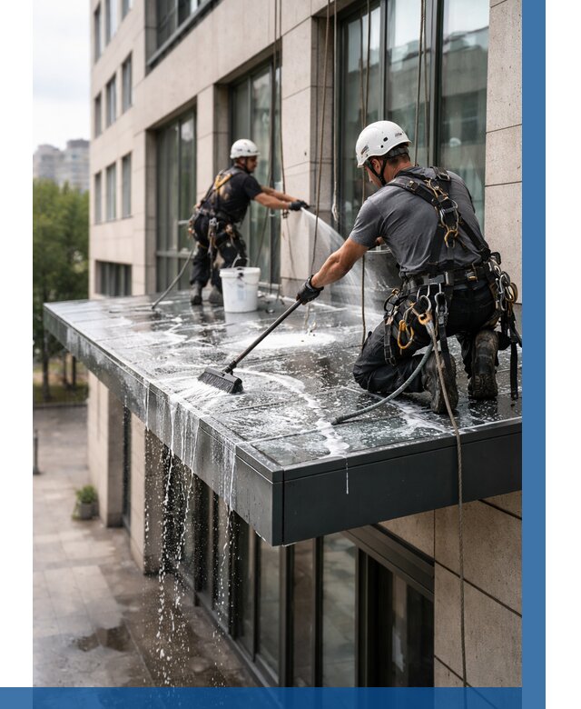 Мойка козырьков и навесов в Мысках от 3550 р. | ВЫСОТНИК-Мси