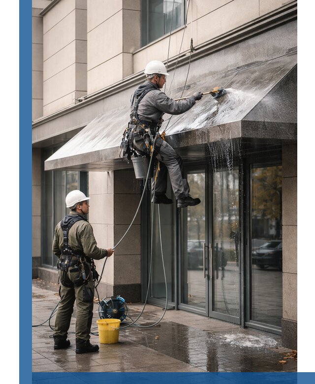 Профессиональная мойка козырьков и навесов в Мысках