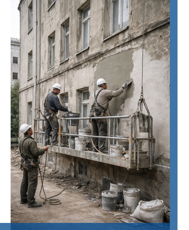 Капитальный ремонт фасада в Мысках от 4260 р. | ВЫСОТНИК-Мси