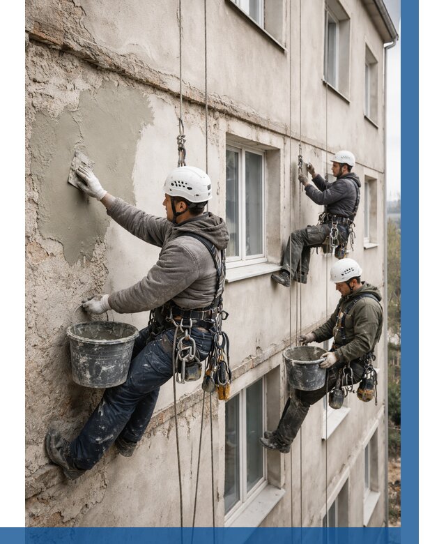 Ремонт штукатурного фасада в Мысках от 761 р. под ключ | ВЫСОТНИК-Мси