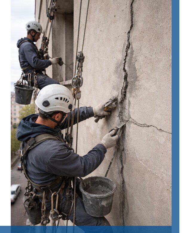 Заделка трещин на фасаде в Мысках от 913 р. | ВЫСОТНИК-Мси