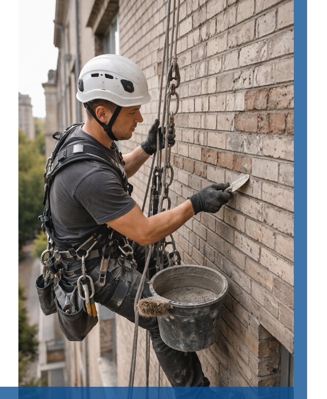 Ремонт кирпичной кладки фасада в Мысках от 1826 р. | ВЫСОТНИК-Мси