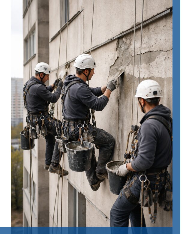 Ремонт бетонных элементов фасада в Мысках от 2536 р. | ВЫСОТНИК-Мси