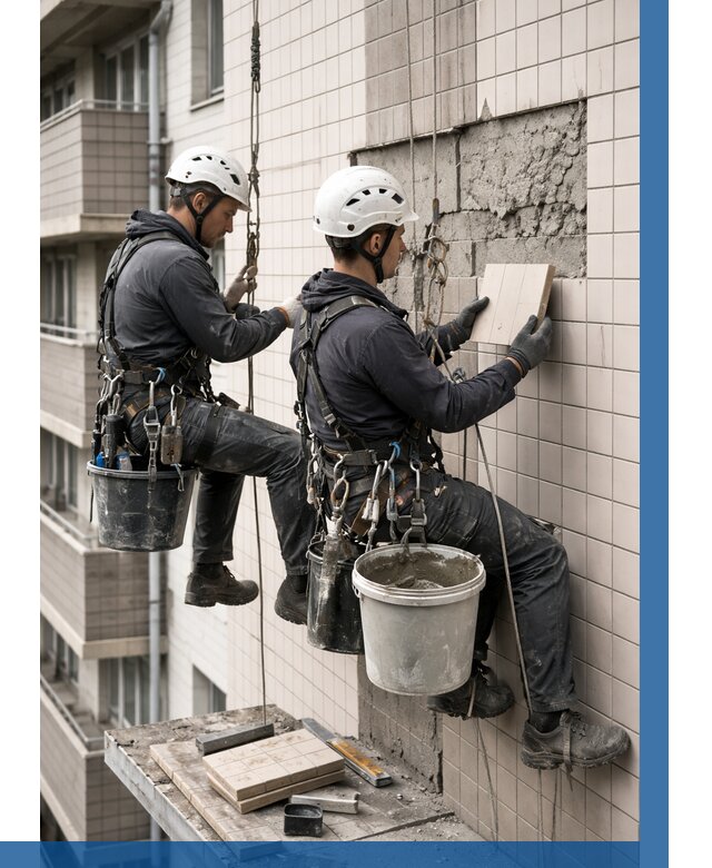 Ремонт облицовки фасада плиткой в Мысках от 1826 р. | ВЫСОТНИК-Мси