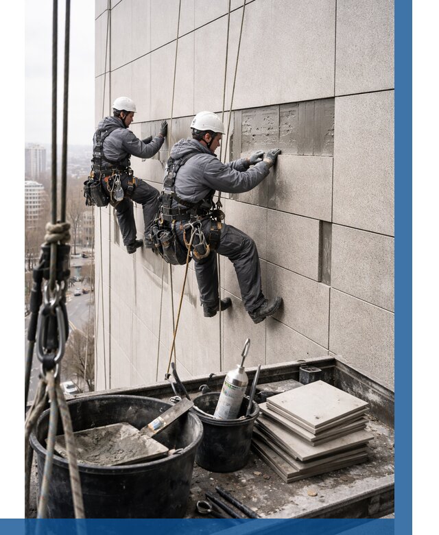 Ремонт фасада из керамогранита в Мысках от 2536 р. | ВЫСОТНИК-Мси