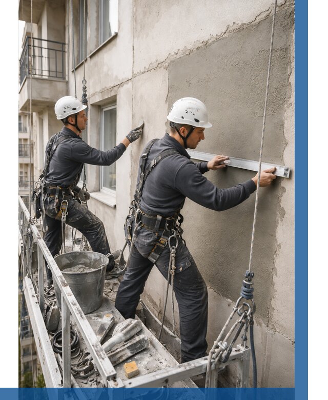 Штукатурка фасада на высоте в Мысках от 913 р. | ВЫСОТНИК-Мси