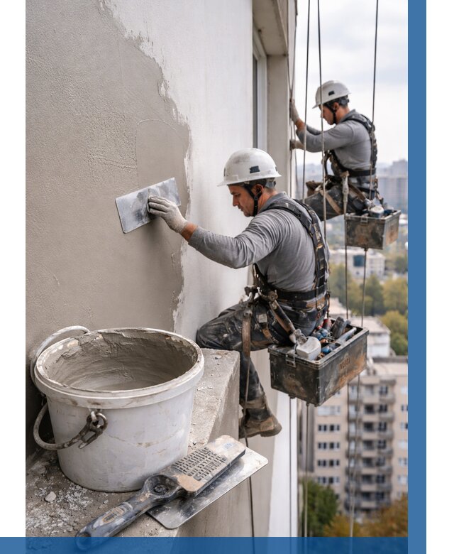 Шпаклевка фасада на высоте в Мысках от 710 р. | ВЫСОТНИК-Мси