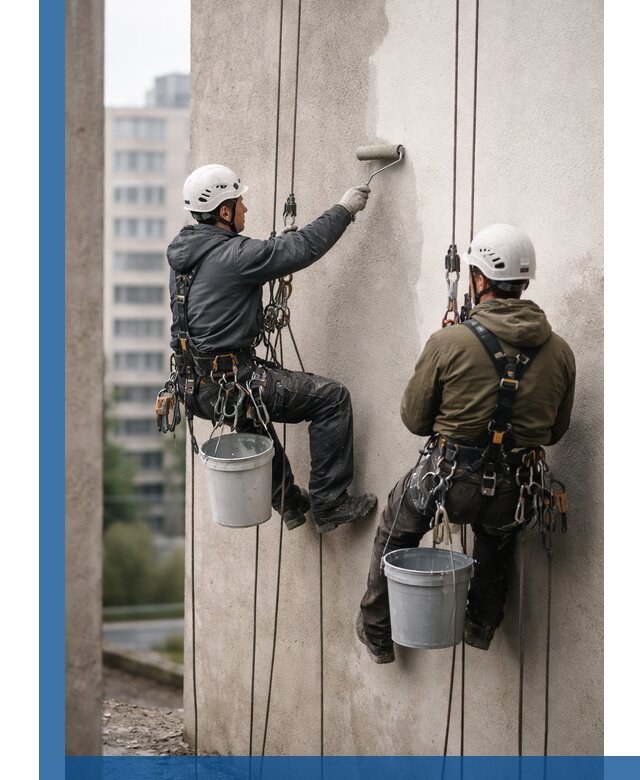 Покраска фасадов высотными альпинистами в Мысках с гарантией