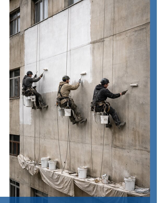 Покраска бетонного фасада в Мысках от 355 р за м2 | ВЫСОТНИК-Мси