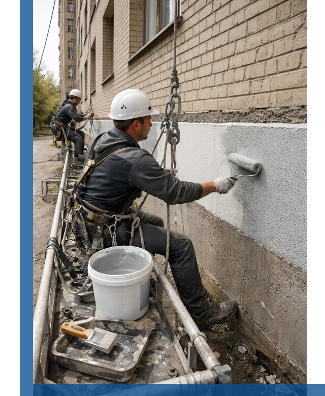 Окраска цоколя здания в Мысках профессионально и надежно