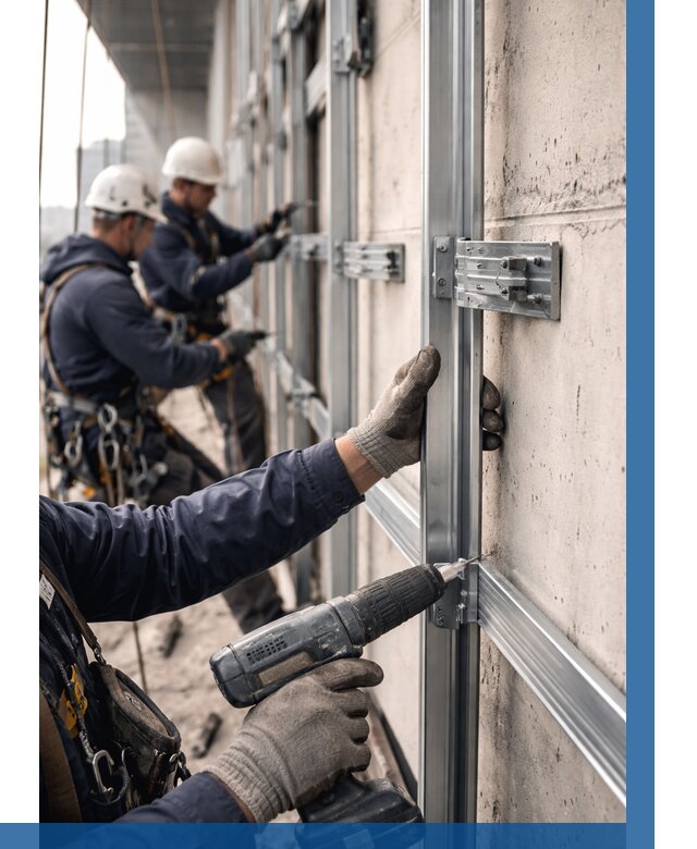 Монтаж подсистемы вентфасада в Мысках от 862 р. | ВЫСОТНИК-Мси