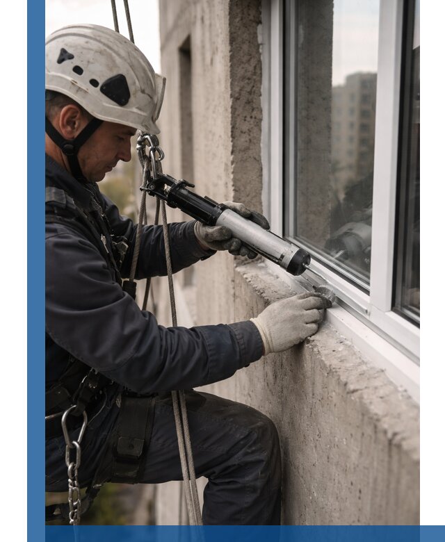 Герметизация оконных швов снаружи в Мысках профессионально