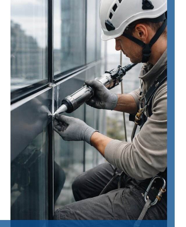 Герметизация стыков витража в Мысках от 1217 р. | ВЫСОТНИК-Мси