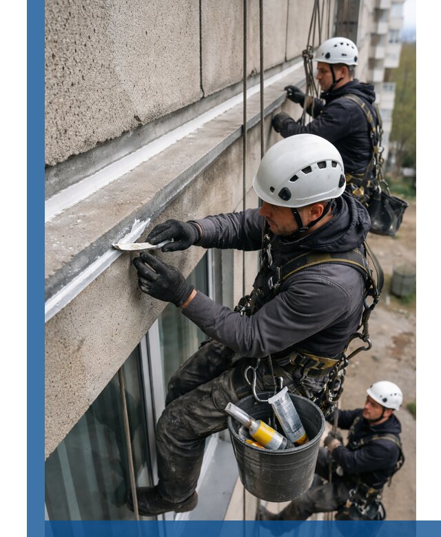 Герметизация примыкания балкона в Мысках под ключ с гарантией