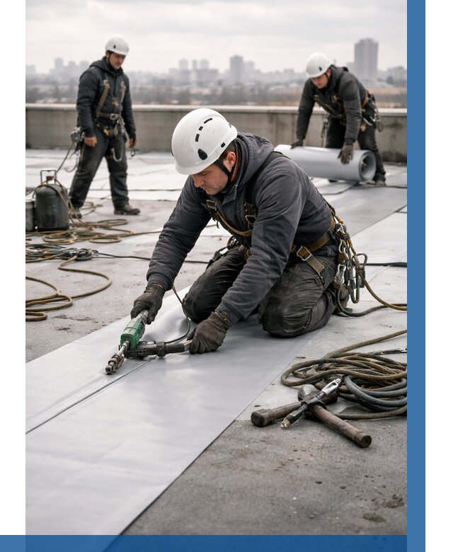 Ремонт мембранной кровли в Мысках от 1826 р./м2 | ВЫСОТНИК-Мси