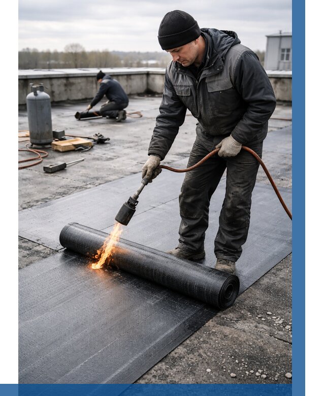 Ремонт наплавляемой кровли в Мысках от 710 р. | ВЫСОТНИК-Мси