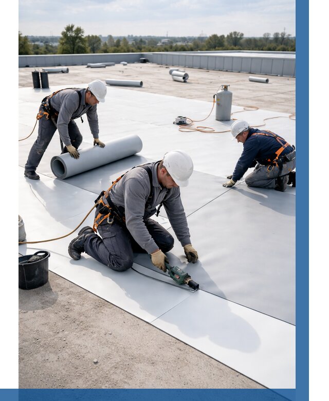 Монтаж мембранной кровли под ключ в Мысках от 1217 р. | ВЫСОТНИК-Мси