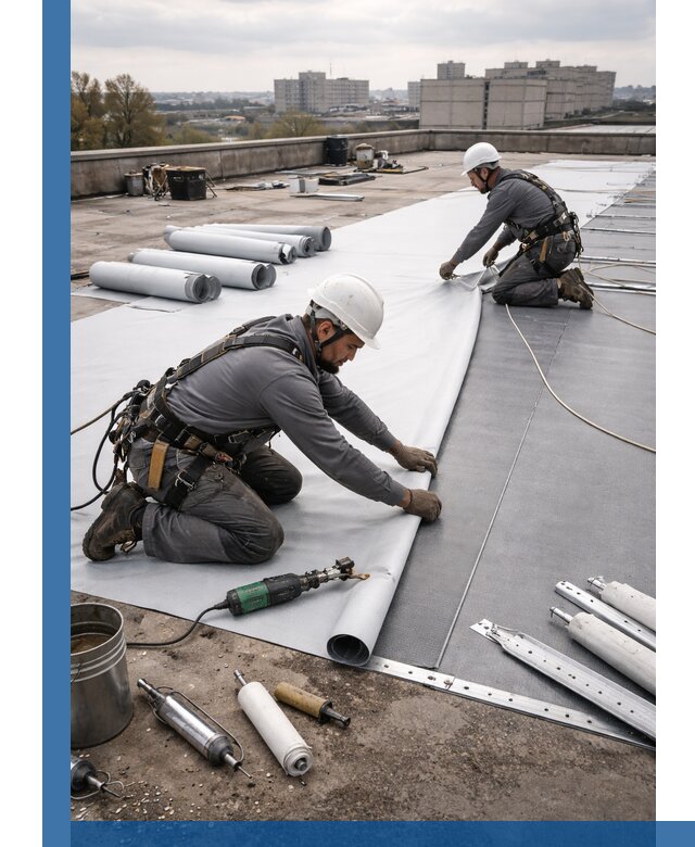 Монтаж мембранной кровли в Мысках для промышленных зданий