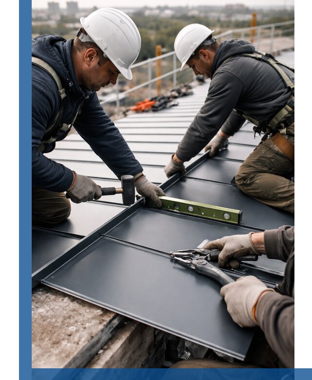 Монтаж фальцевой кровли в Мысках для промышленных зданий