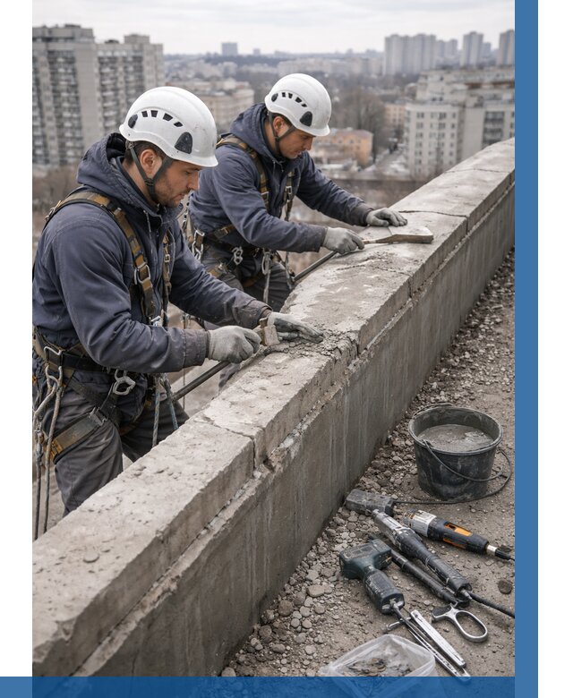 Ремонт парапета на кровле в Мысках от 1521 р. | ВЫСОТНИК-Мси