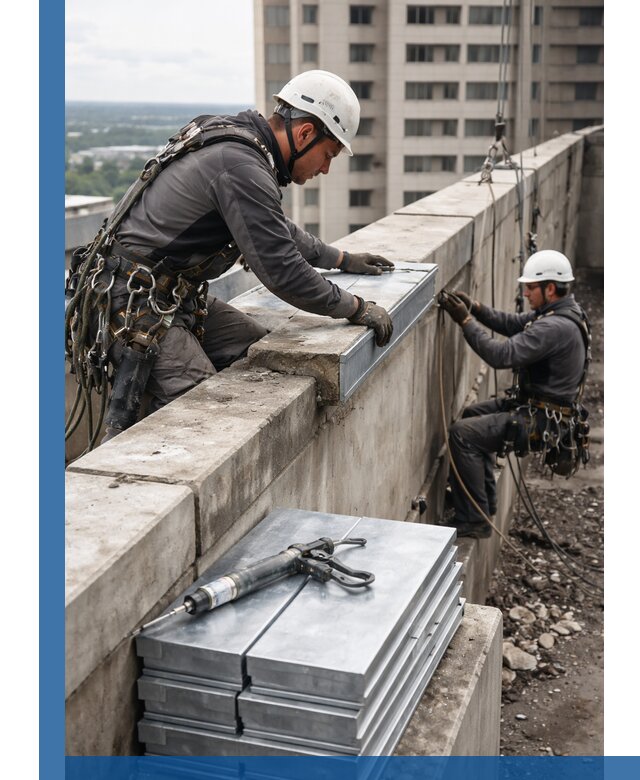 Замена парапетных крышек и установка новых в Мысках