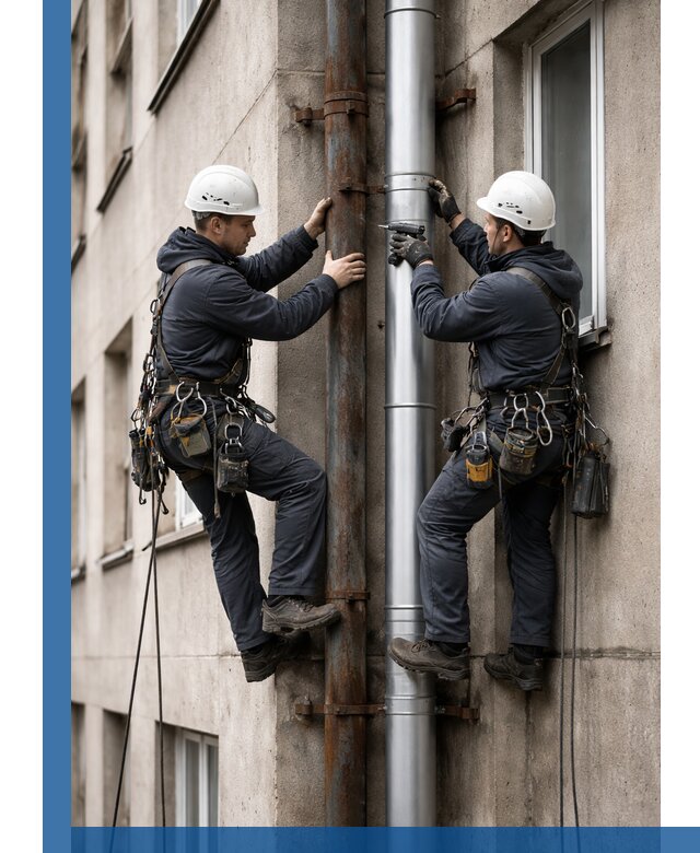 Замена водосточных труб в Мысках: монтаж и демонтаж под ключ