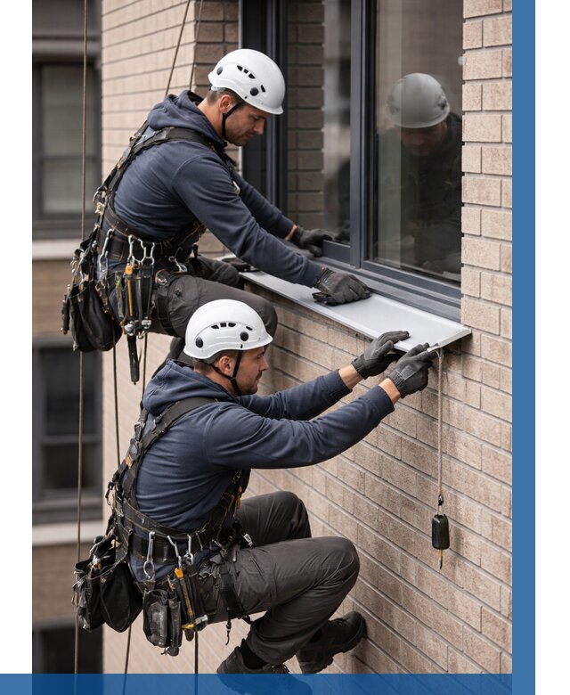 Монтаж оконных отливов под ключ в Мысках от 3550 р. | ВЫСОТНИК-Мси