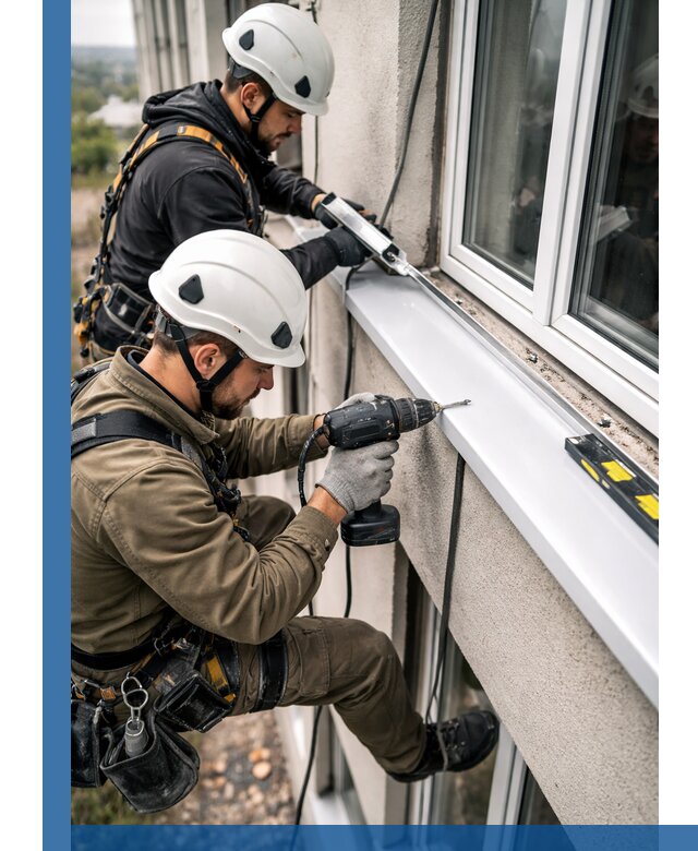 Профессиональный монтаж оконных отливов и отведения воды в Мысках
