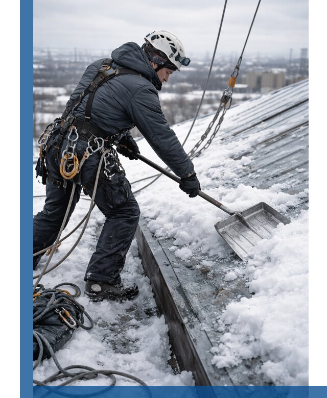 Профессиональная очистка кровли от снега и наледи в Мысках