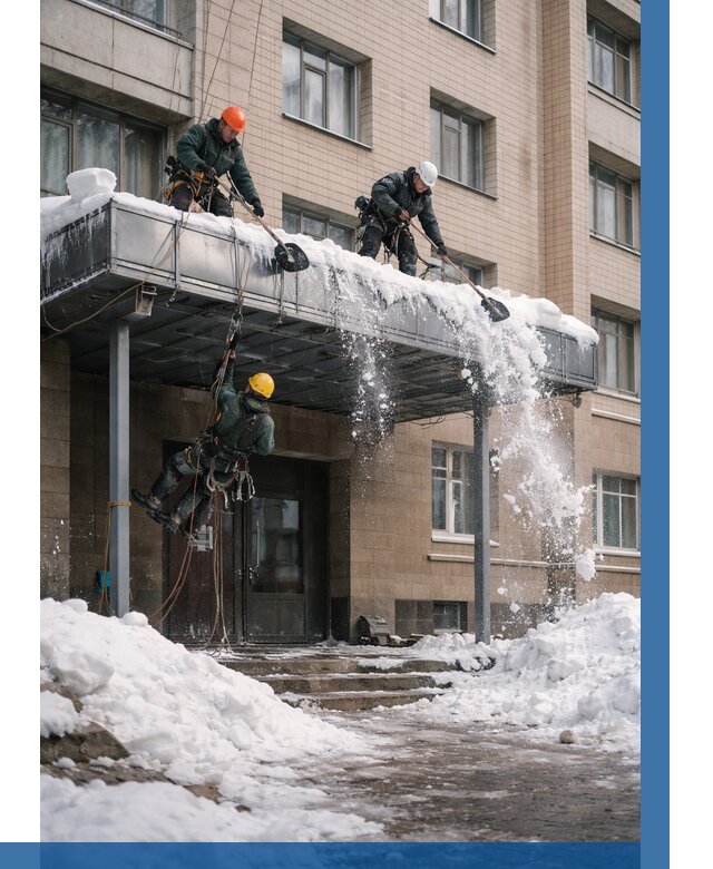 Очистка козырьков от снега в Мысках от 3550 р. | ВЫСОТНИК-Мси