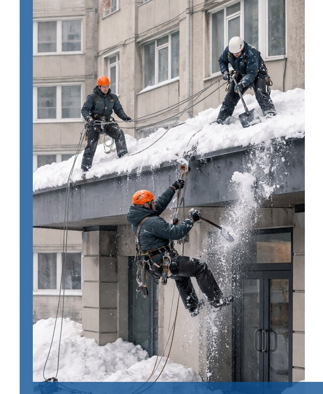 Безопасная очистка навесов от снега в Мысках круглогодично