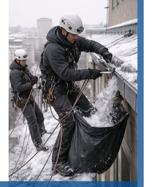 Аварийная очистка крыши в Мысках под ключ от 304 р. | ВЫСОТНИК-Мси