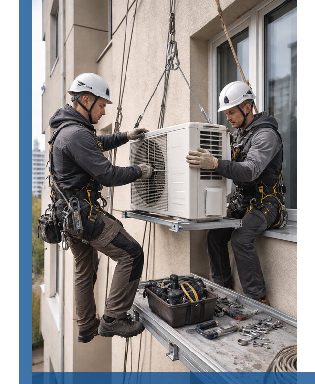 Перенос внешнего блока кондиционера в Мысках с монтажом и крепежом