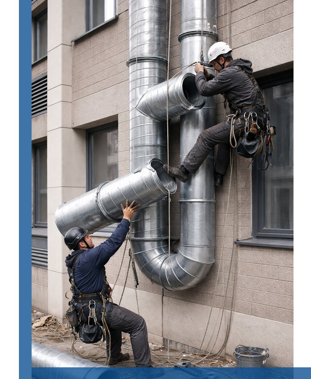 Монтаж фасадных воздуховодов в Мысках с герметизацией и крепежом