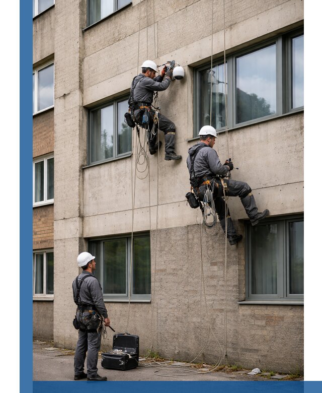 Монтаж фасадных камер видеонаблюдения в Мысках под ключ
