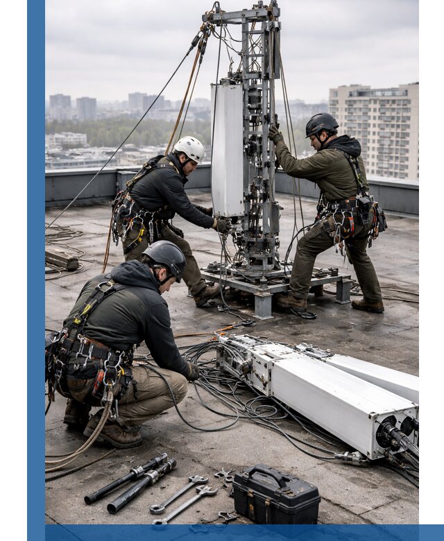 Демонтаж антенн на крыше зданий в Мысках с гарантией