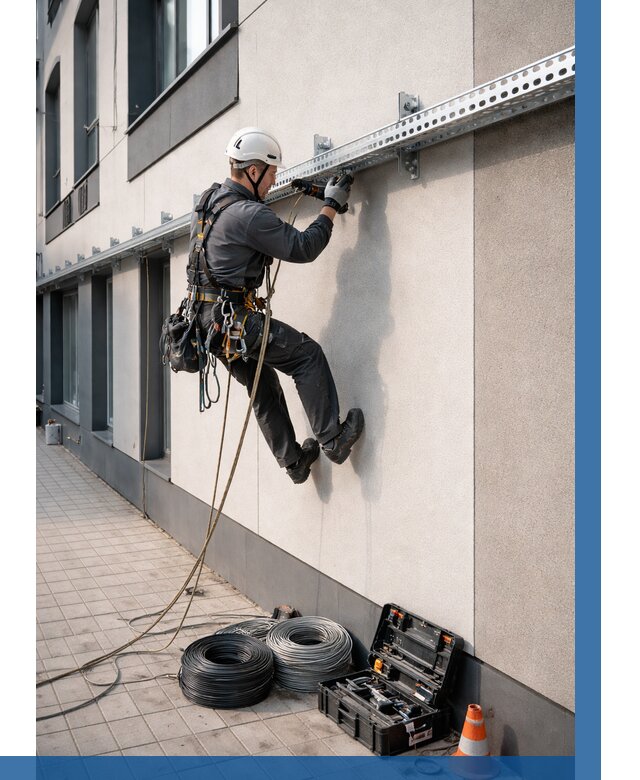 Монтаж кабельных лотков на фасаде в Мысках от 1217 р. | ВЫСОТНИК-Мси