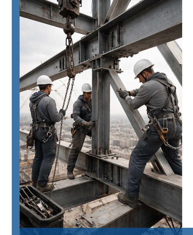 Профессиональный монтаж металлоконструкций на высоте в Мысках