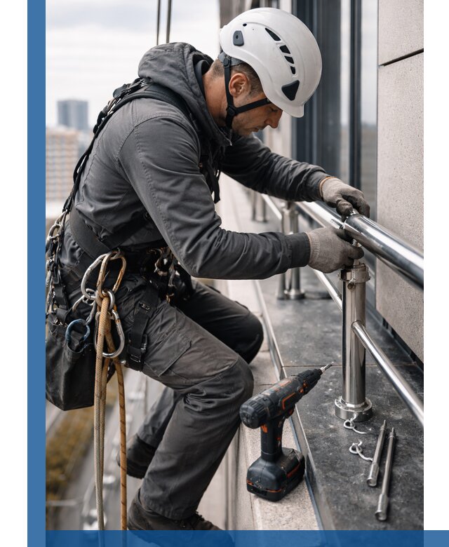 Монтаж ограждений на высоте в Мысках для зданий и конструкций