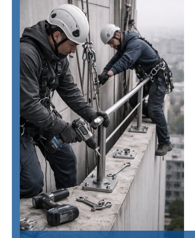 Монтаж перил на высоте в Мысках для жилых и промобъектов