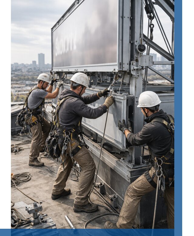 Монтаж крышной рекламной конструкции в Мысках от 60858 р.|ВЫСОТНИК-Мси