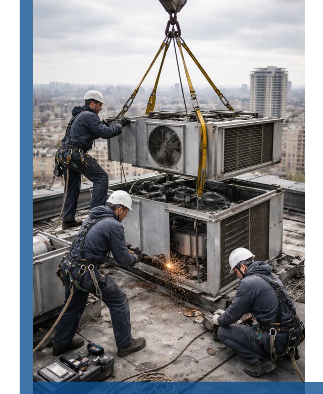 Демонтаж крышной установки в Мысках любой сложности