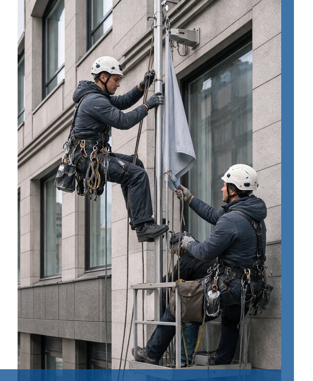 Установка флагов на фасаде в Мысках от 4564 р. | ВЫСОТНИК-Мси