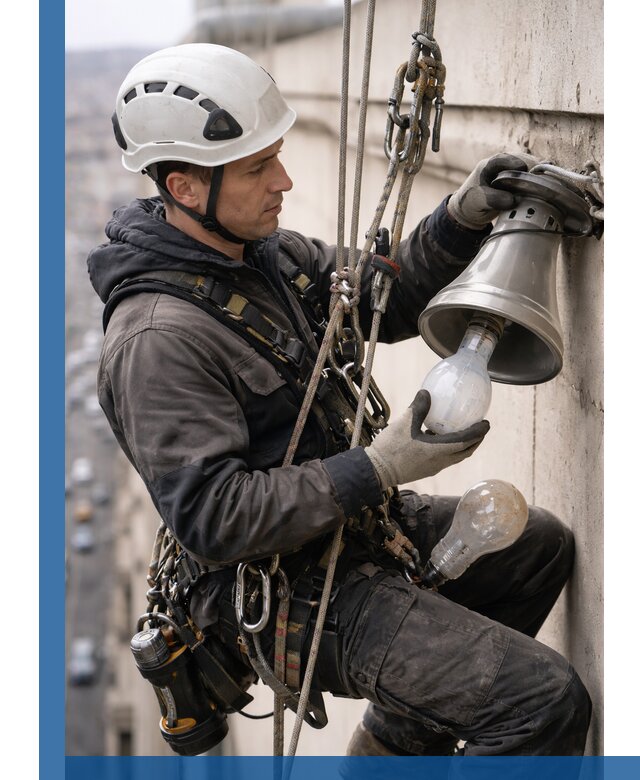 Замена ламп на высоте в Мысках профессионально и быстро