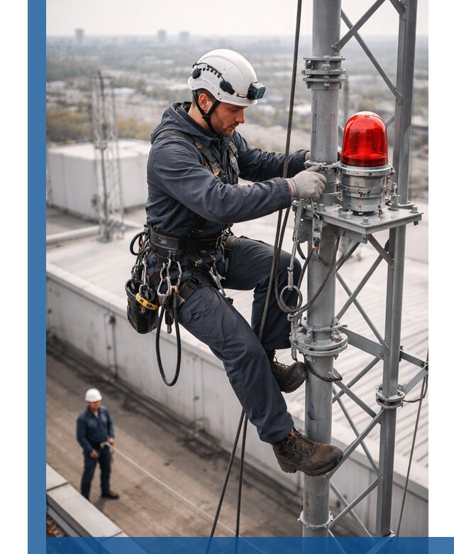 Монтаж заградительных огней и обслуживание объектов в Мысках